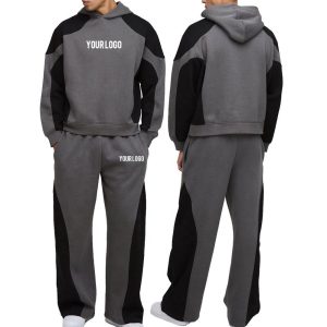 Color Block Boxy Man Sweatpants and Hoodie Set Streetwear